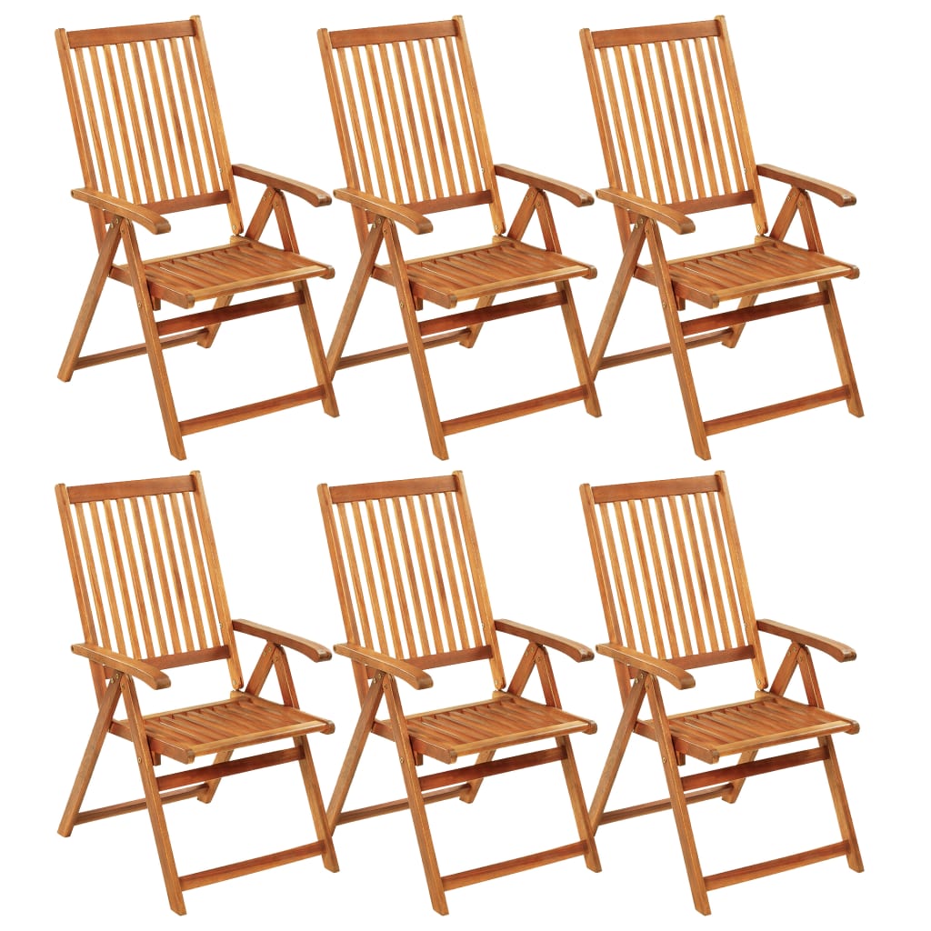 Cadeiras de jardim dobráveis c/ almofadões 6 pcs acácia maciça