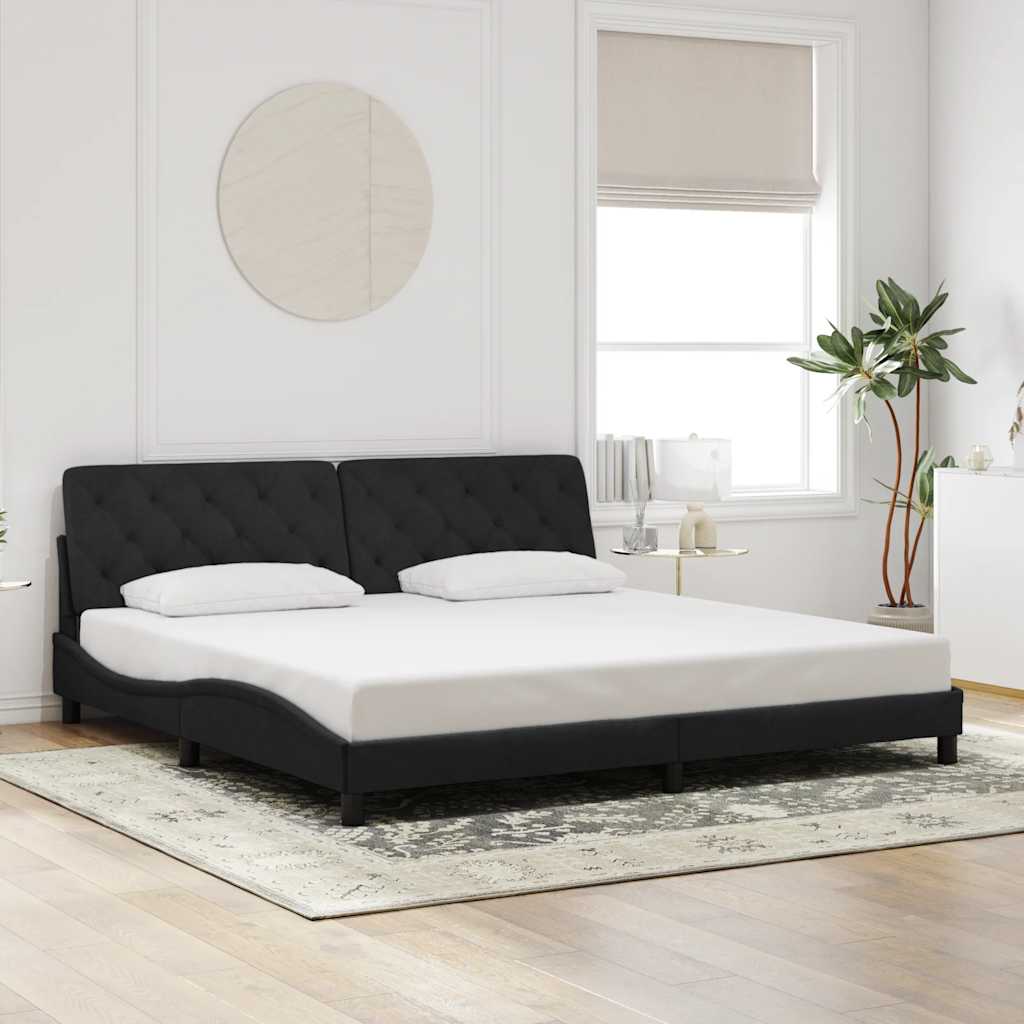 Estrutura de cama sem colchão 200x200 cm veludo preto
