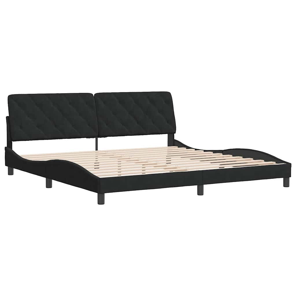 Estrutura de cama sem colchão 200x200 cm veludo preto