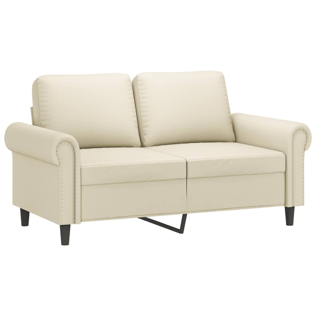 3 Pcs conjunto de sofás com almofadas couro artificial creme