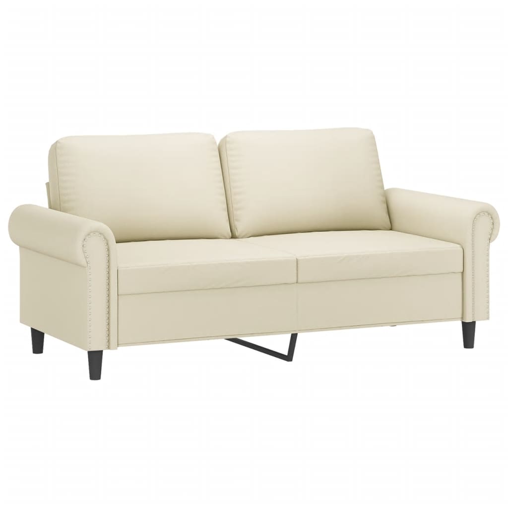 3 Pcs conjunto de sofás com almofadas couro artificial creme