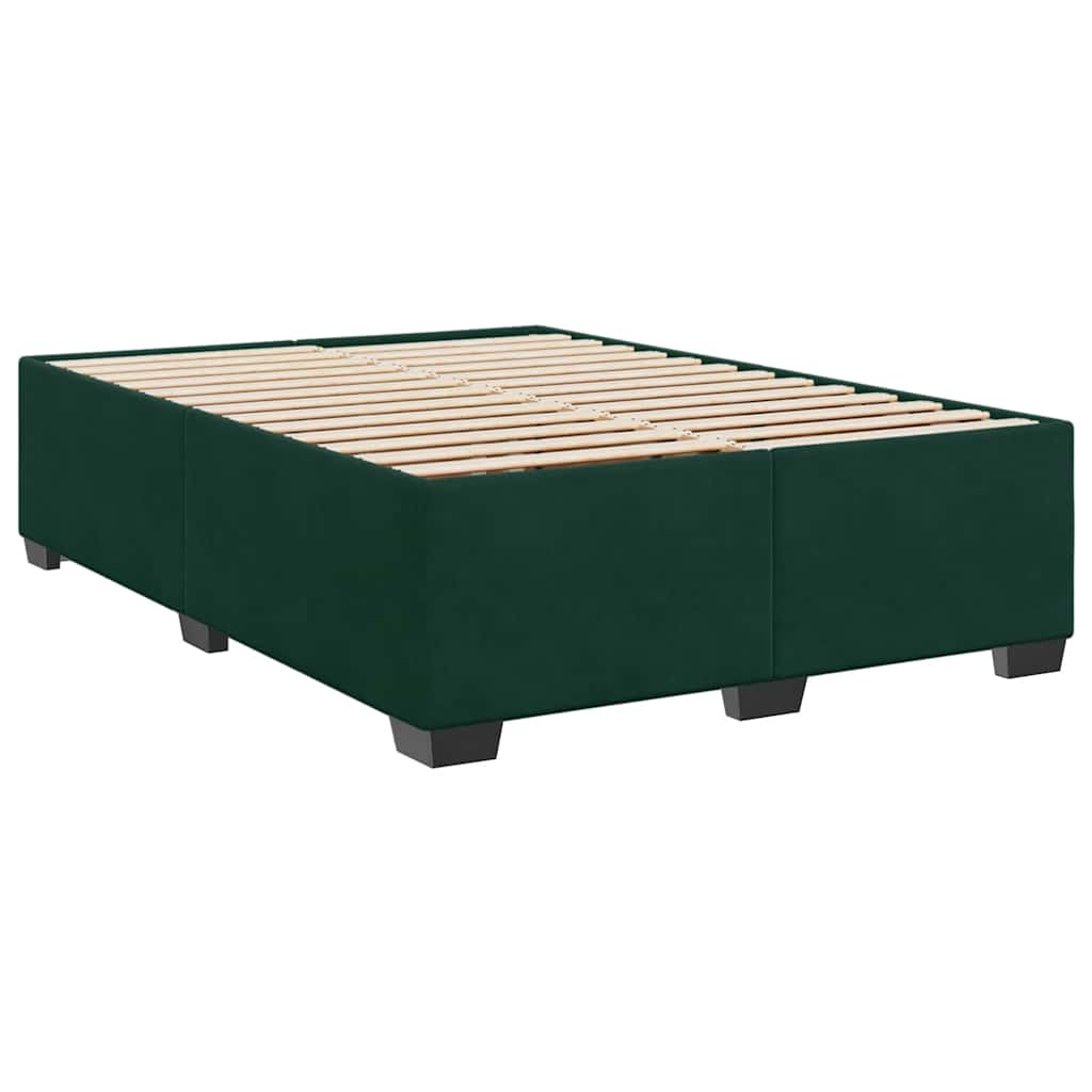 Estrutura de cama sem colchão 140x200 cm veludo verde-escuro