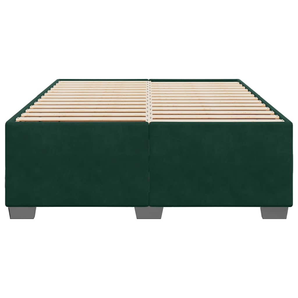 Estrutura de cama sem colchão 140x200 cm veludo verde-escuro