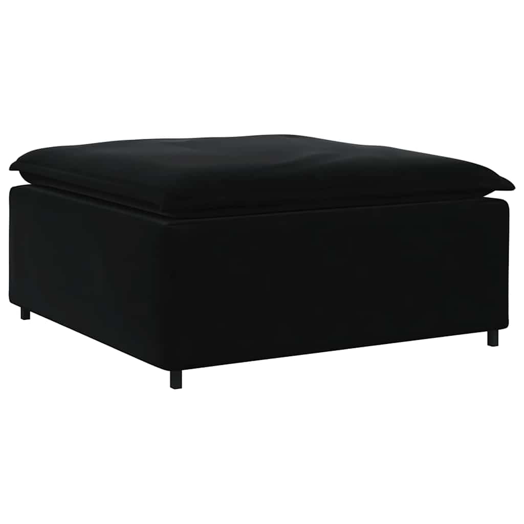Sofá modular com pufes e almofadas veludo preto