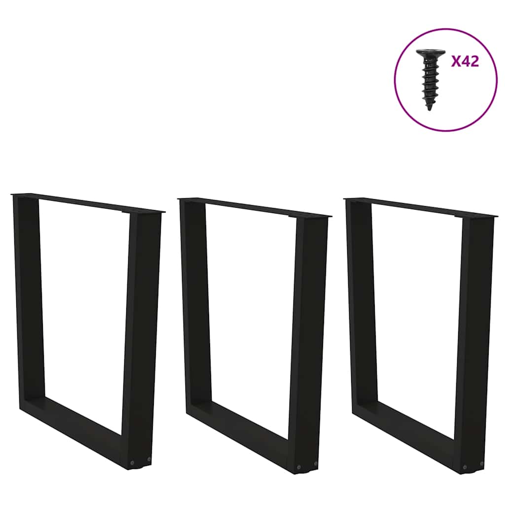 Pernas para mesa de jantar em v 3 peças, preto, 80x(72-73,3) cm, aço
