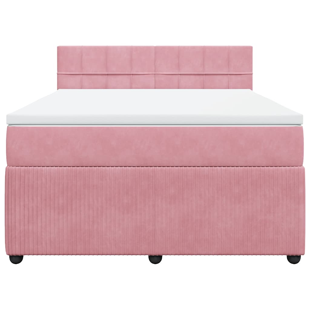 Cama com molas/colchão 140x190 cm veludo rosa