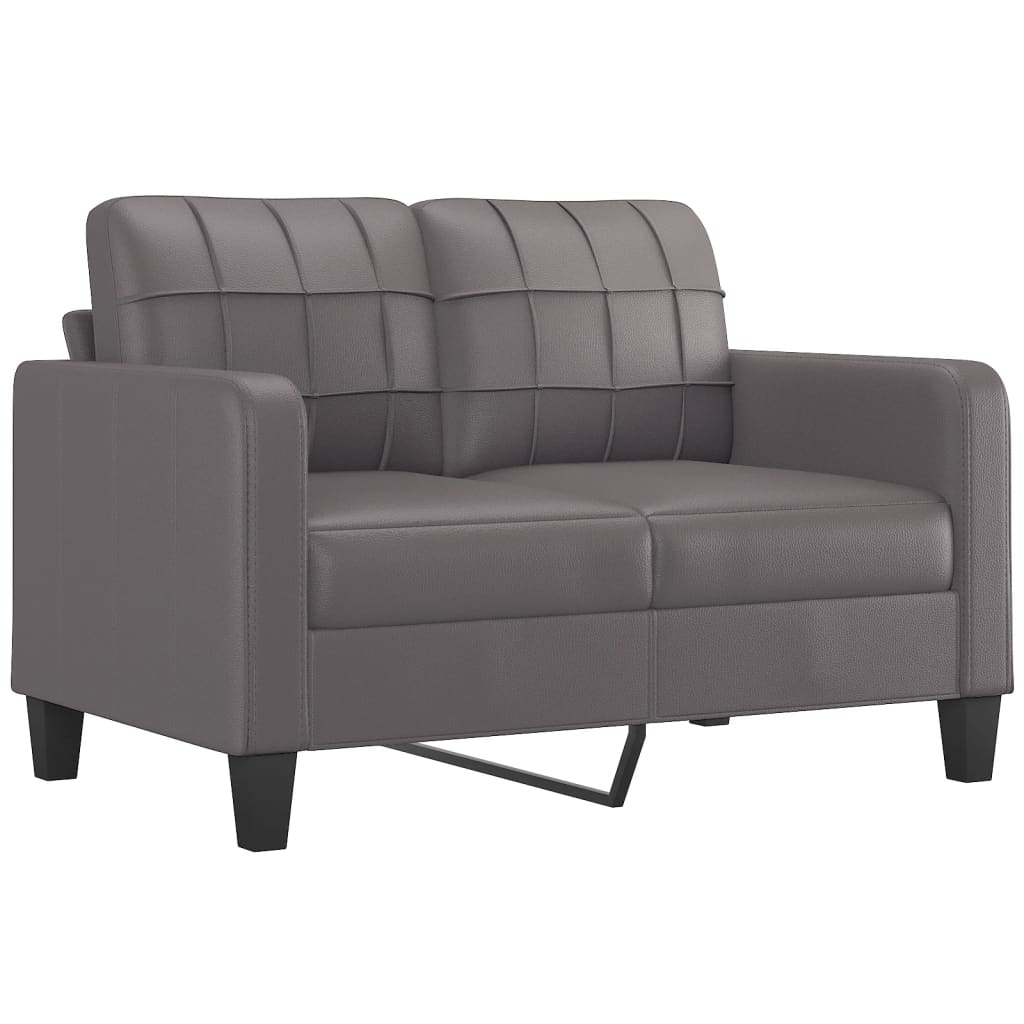 3 Pcs conjunto de sofás c/ almofadões couro artificial cinzento