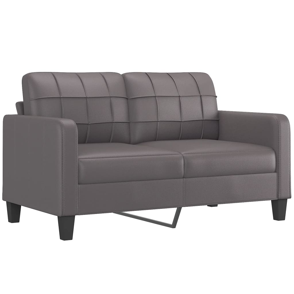 3 Pcs conjunto de sofás c/ almofadões couro artificial cinzento