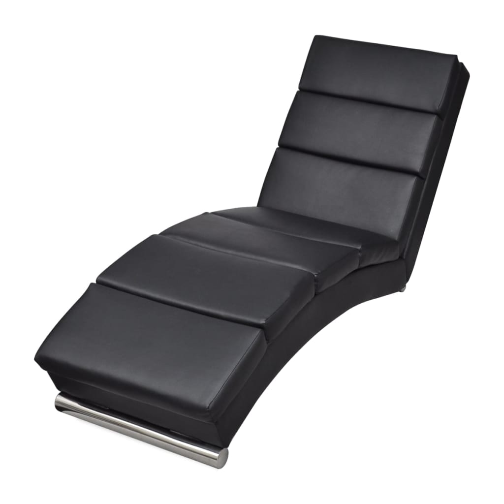 Chaise longue couro artificial preto