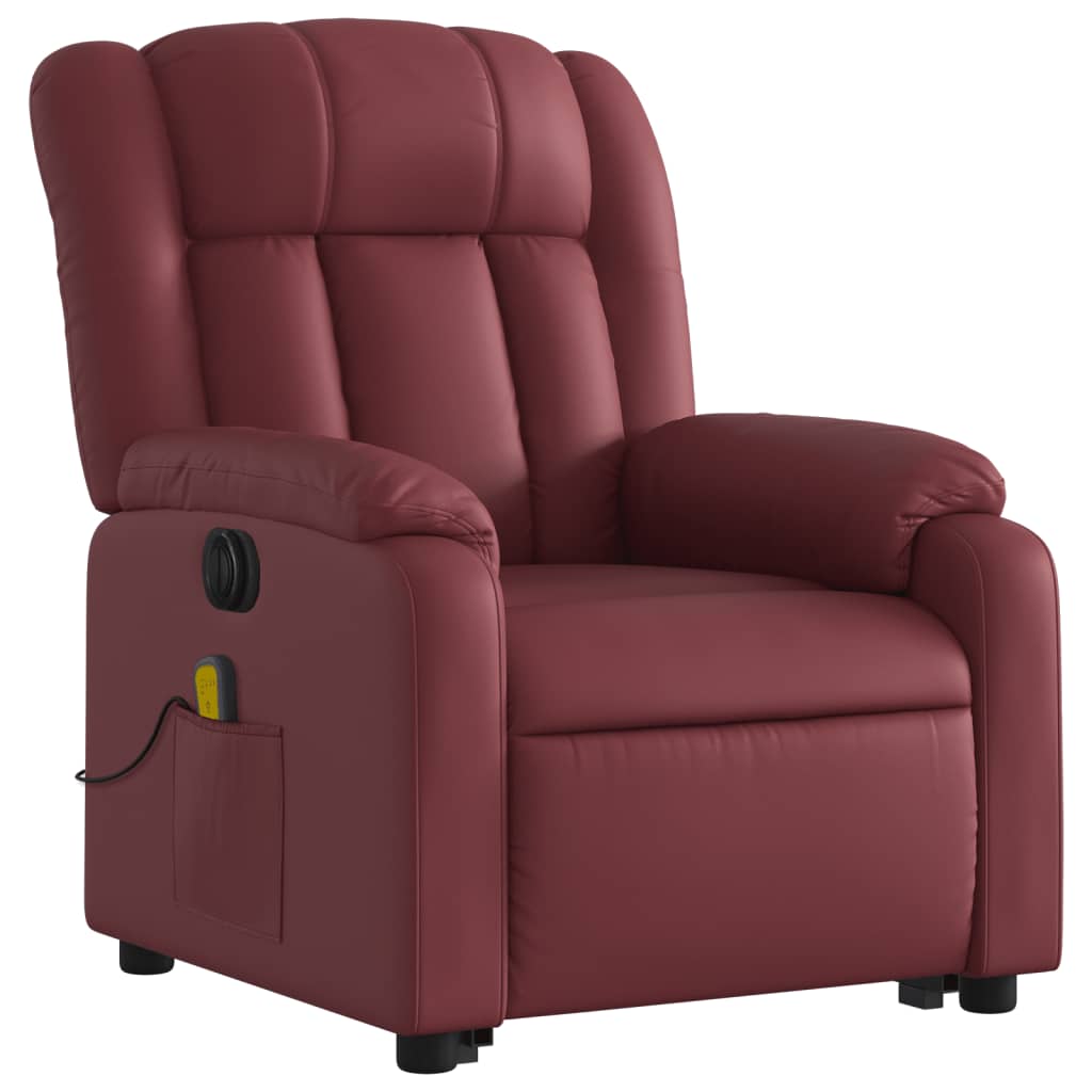 Poltrona reclin. elevatória elétrica couro artif vermelho-tinto