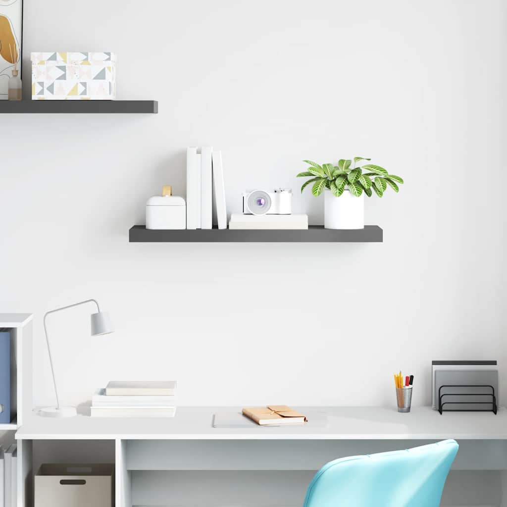 Prateleira de parede suspensa 80x23,5x3,8 cm MDF cinzento