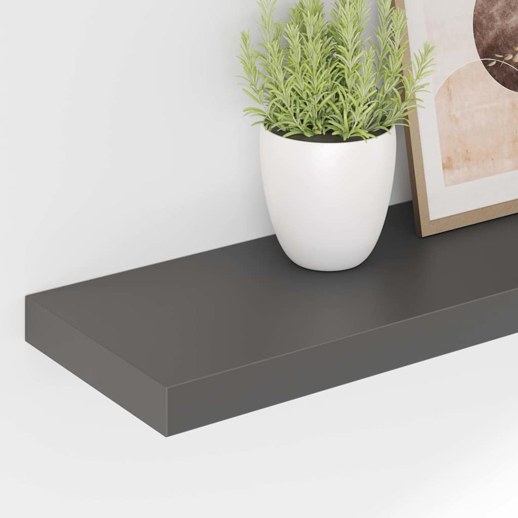 Prateleira de parede suspensa 80x23,5x3,8 cm MDF cinzento