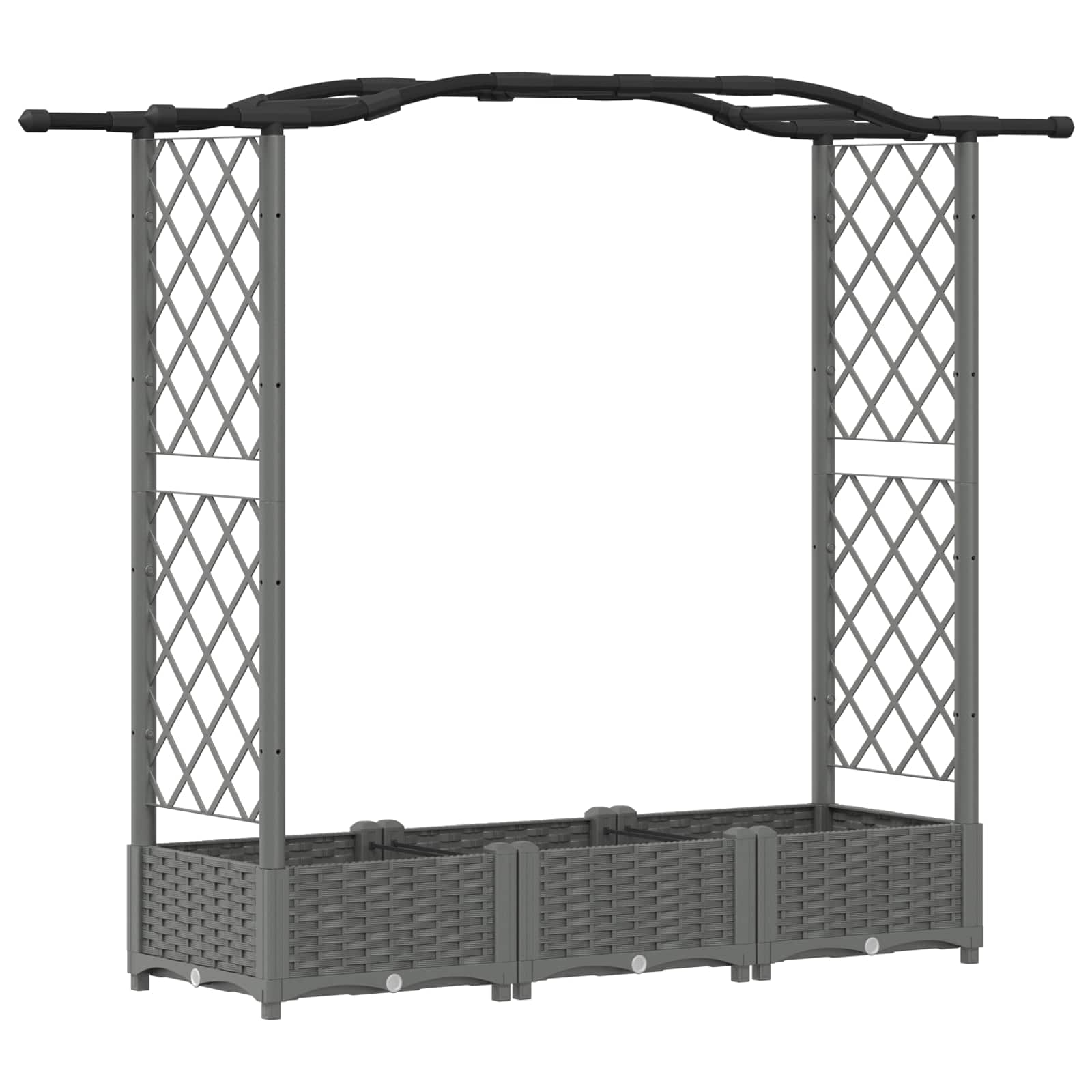 Cama elevada com treliça e telhado cinzento-claro PP
