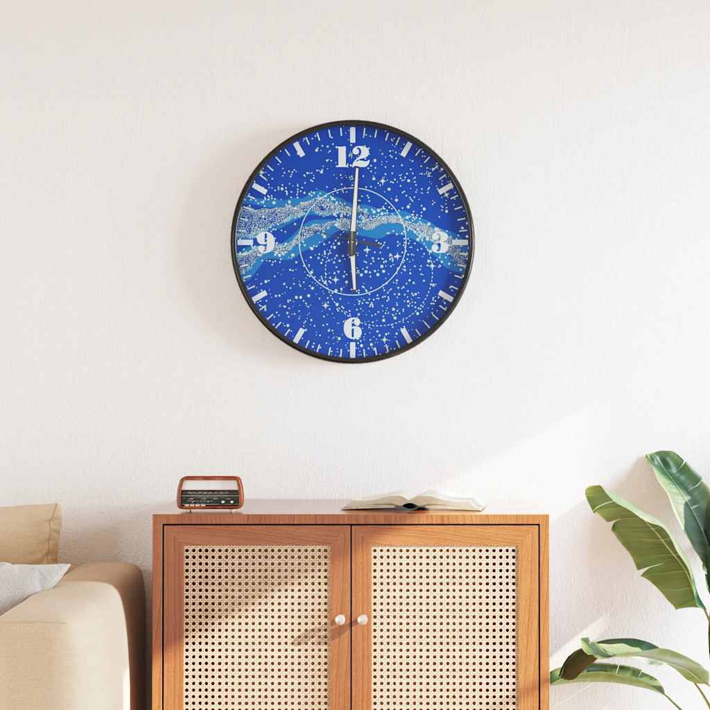 Relógio de parede com números/ponteiros luminosos ø30 cm azul