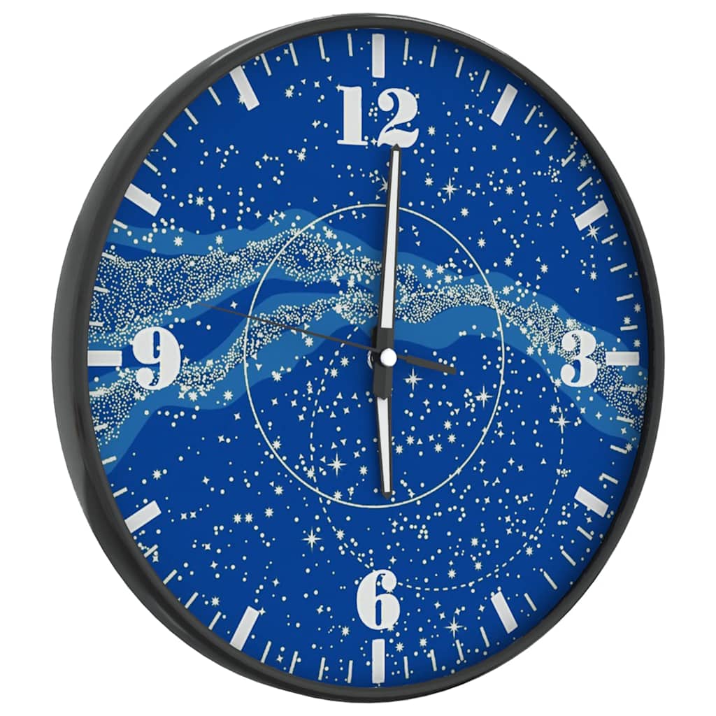 Relógio de parede com números/ponteiros luminosos ø30 cm azul