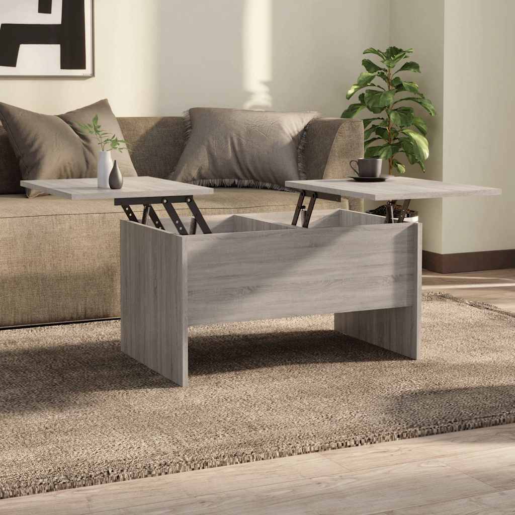 Mesa de centro80x50x42,5cm derivados de madeira cinzento sonoma