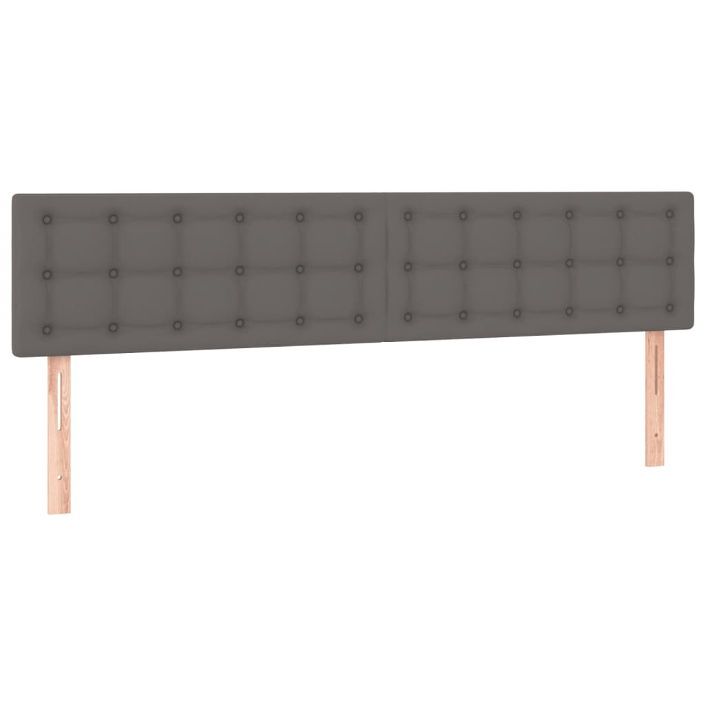 Cabeceira cama c/ LED 200x5x78/88cm couro artificial cinzento
