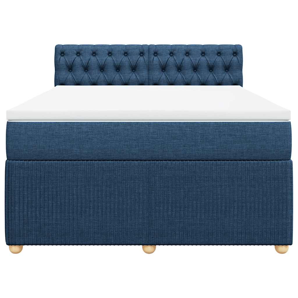 Cama com molas/colchão 140x190 cm tecido azul