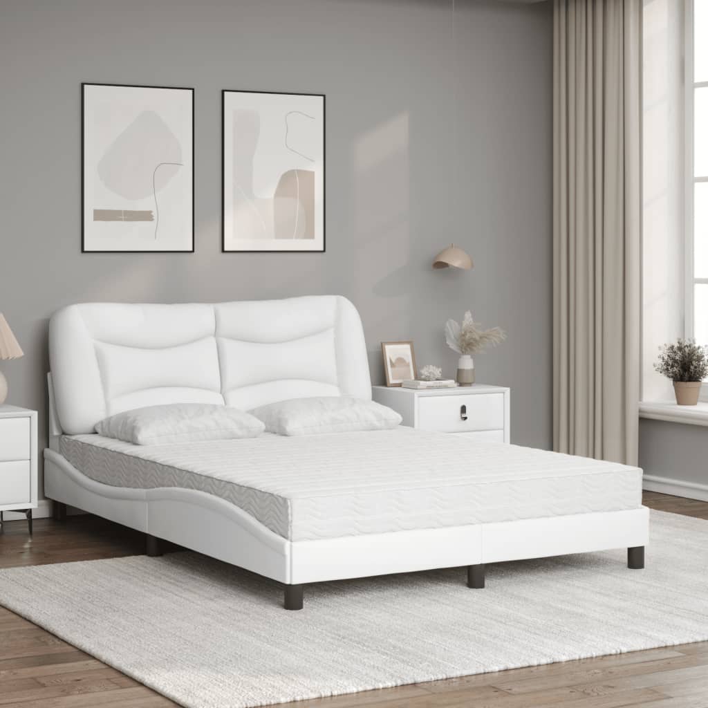 Cama com colchão hvar 120x200 cm couro artificial branco