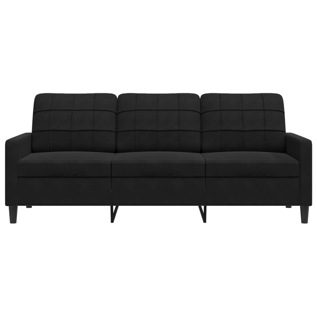 Sofá de 3 lugares 180 cm veludo preto