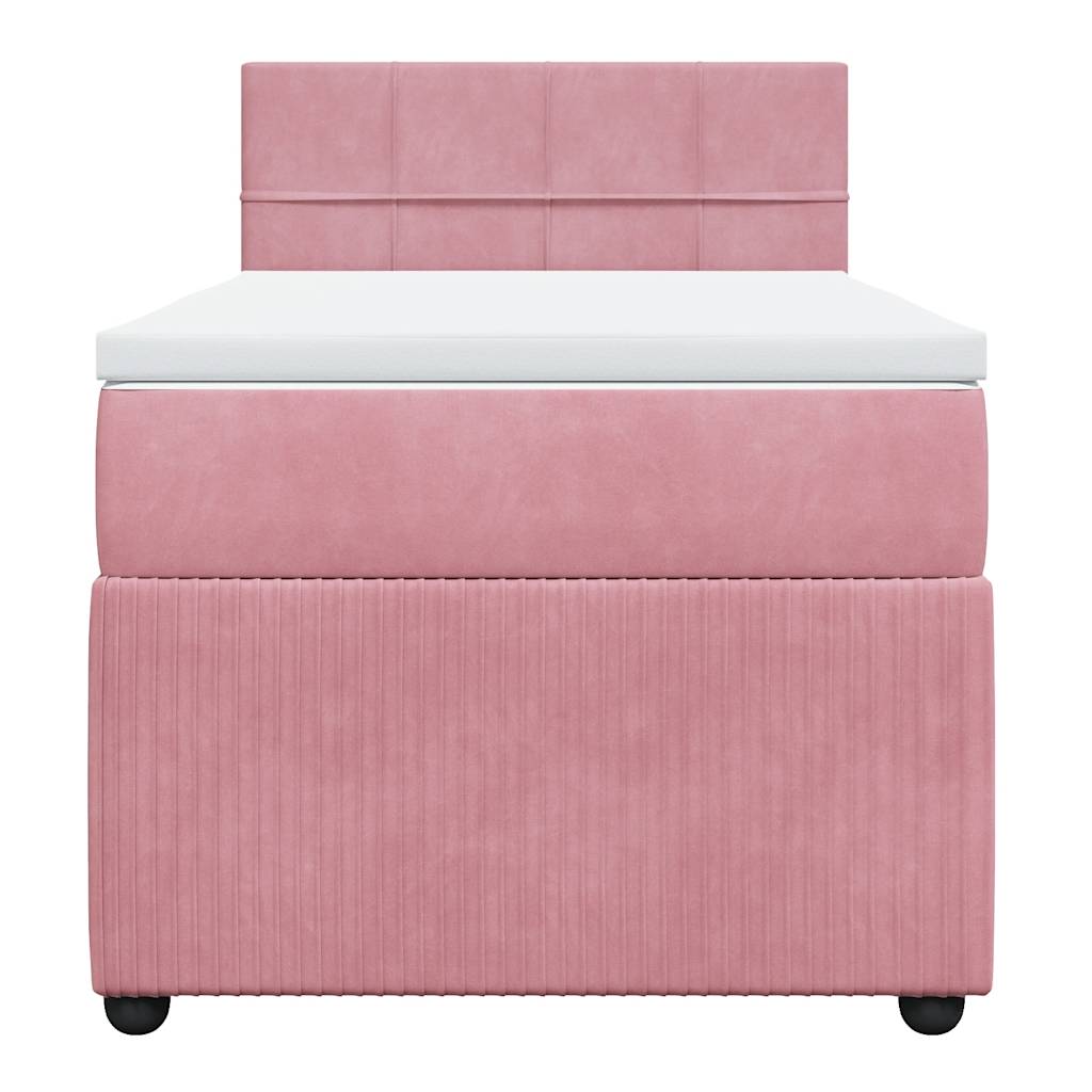 Cama com molas/colchão 100x200 cm veludo rosa