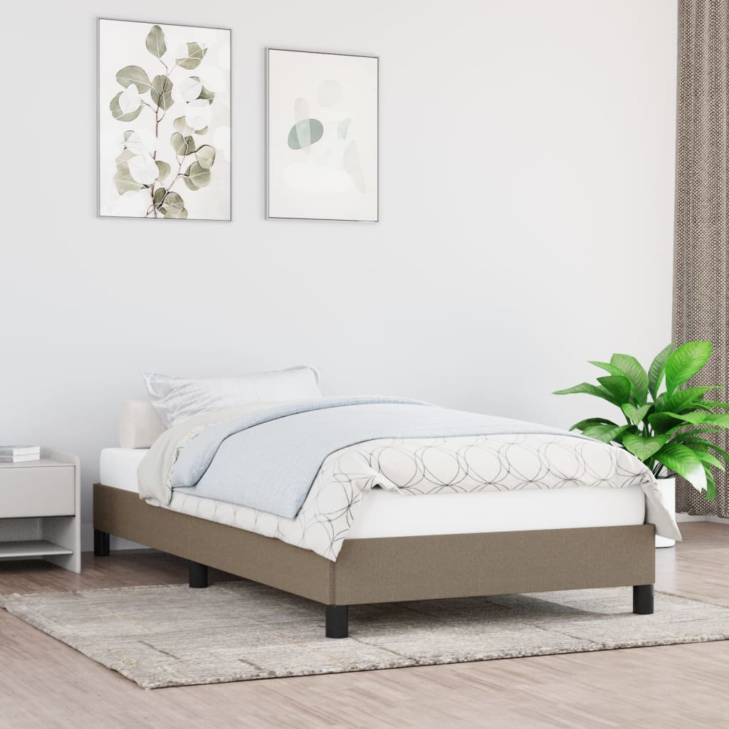 Estrutura de cama sem colchão 90x190 cm tecido cinzento
