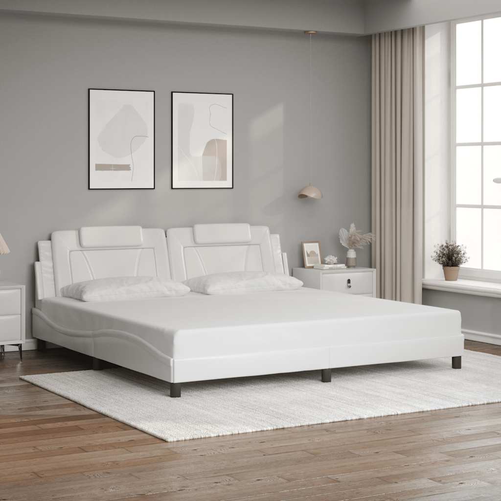 Estrutura de cama viana sem colchão couro artificial 200x200 cm branco