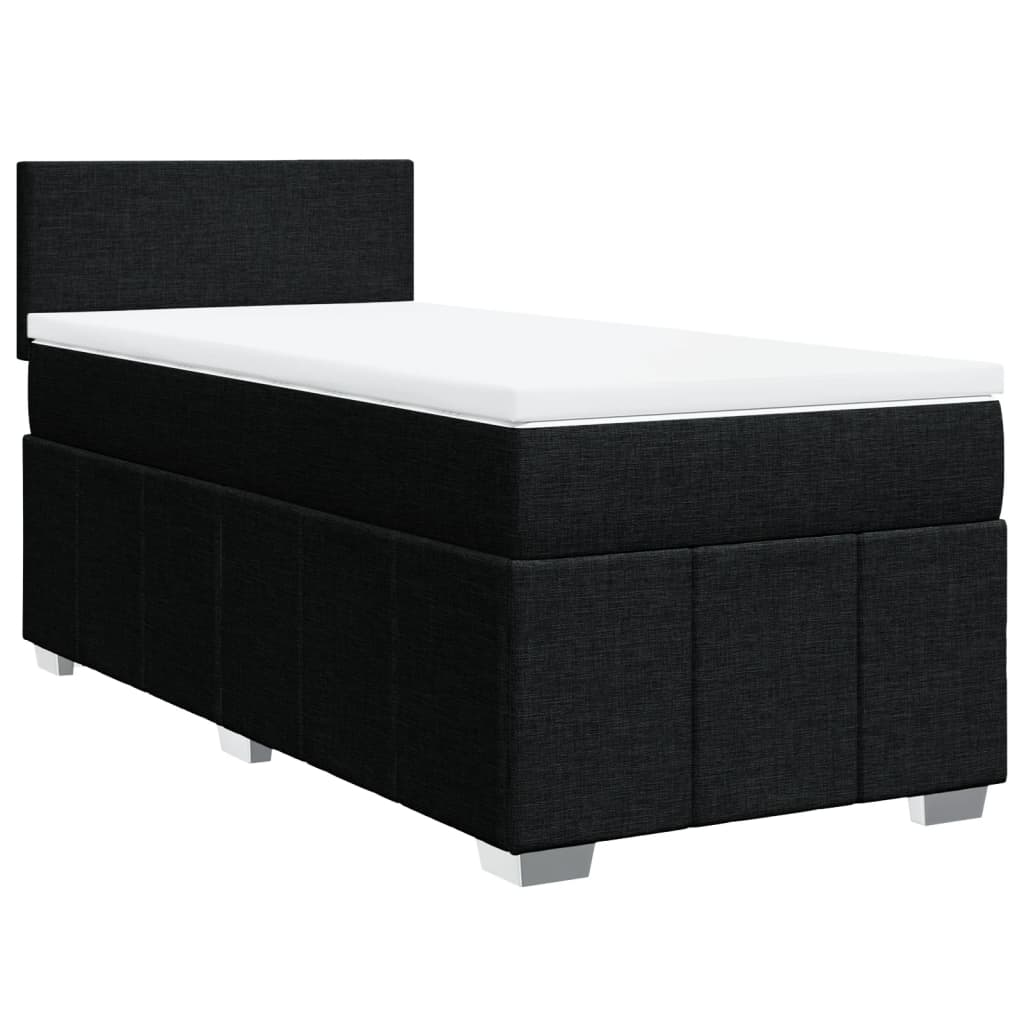 Cama com molas/colchão 80x200 cm tecido preto