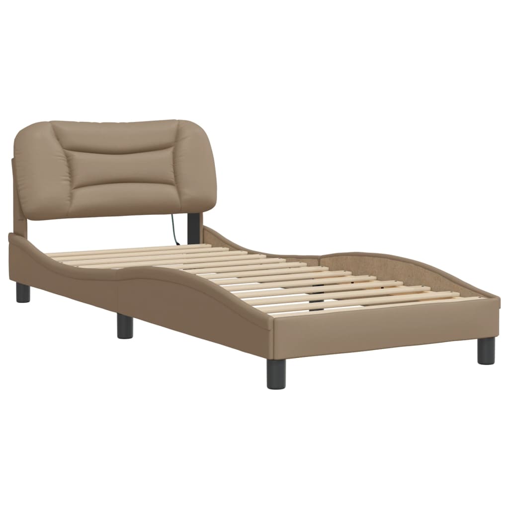 Estrutura de cama com LED sem colchão hvar 90x190 cm cappuccino