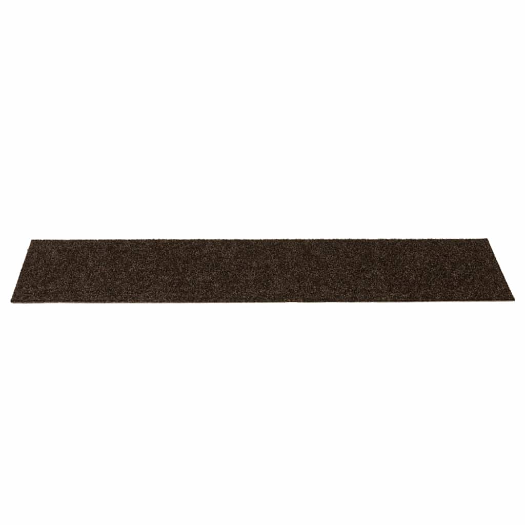 Tapetes de escada autoadesivos 15 peças 76x20 cm marrom retangular