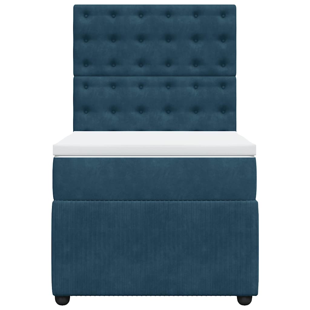 Cama com molas/colchão 90x200 cm veludo azul-escuro