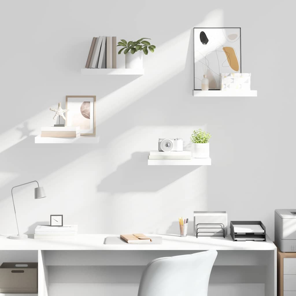 Prateleiras de parede suspensas 4 pcs 40x23,5x3,8cm MDF branco