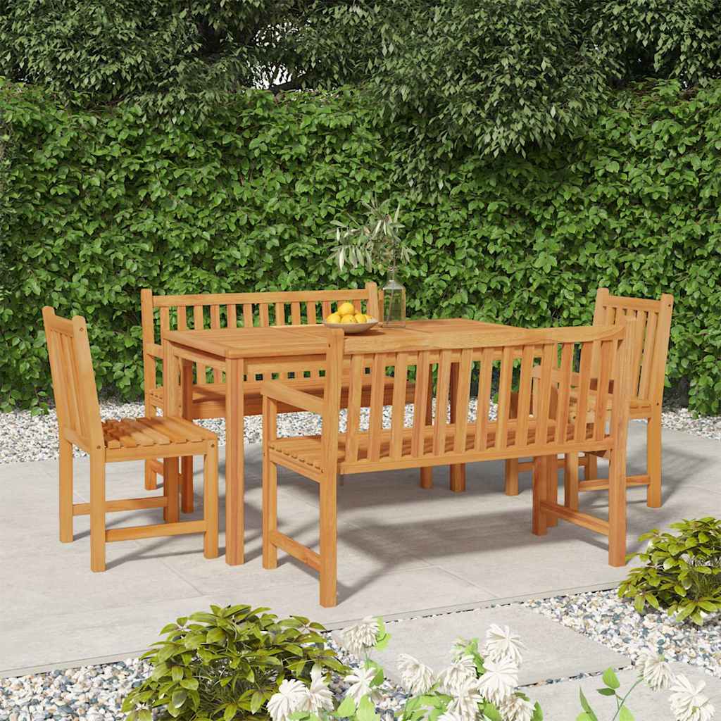 5 Pcs conjunto de jantar p/ jardim madeira de teca maciça