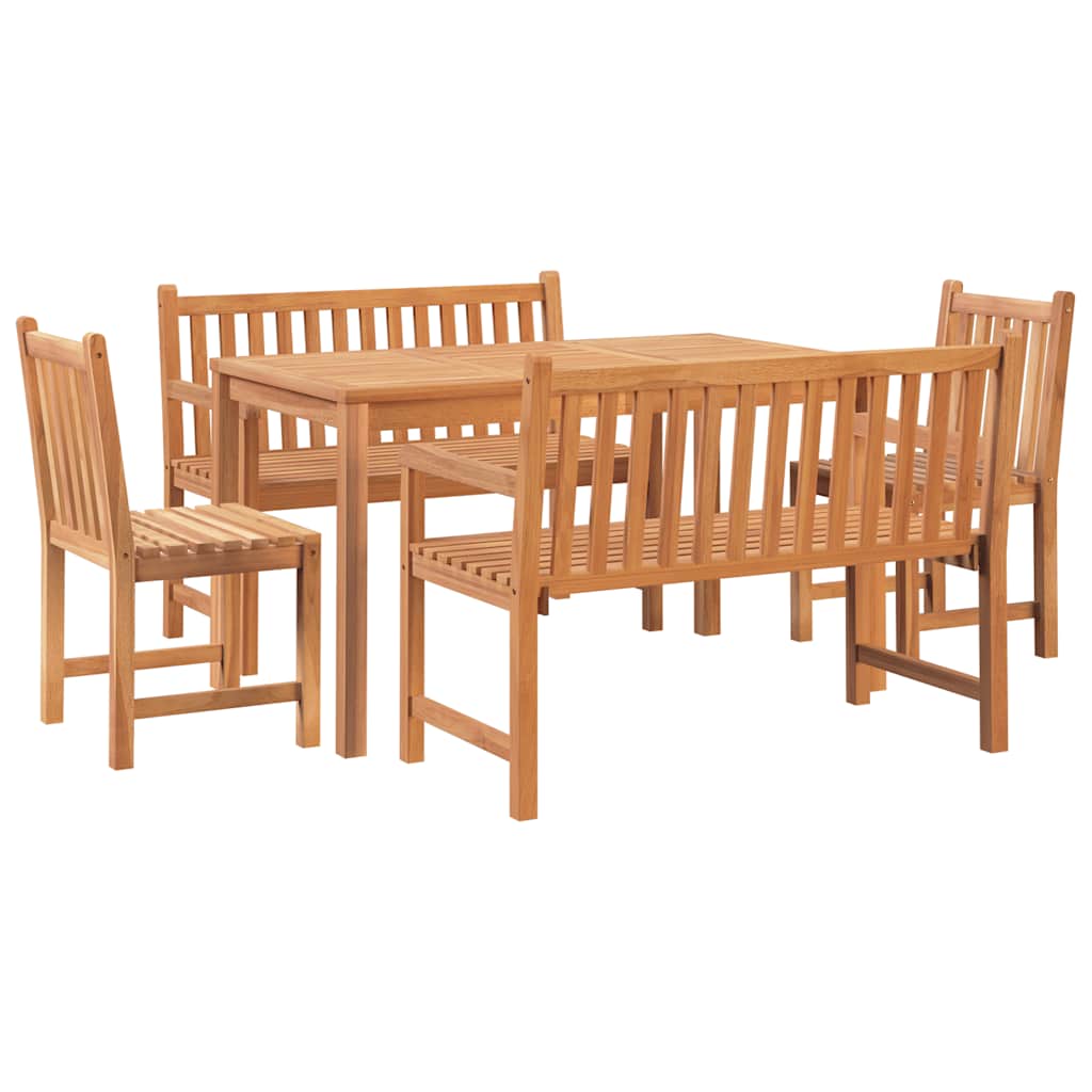 5 Pcs conjunto de jantar p/ jardim madeira de teca maciça