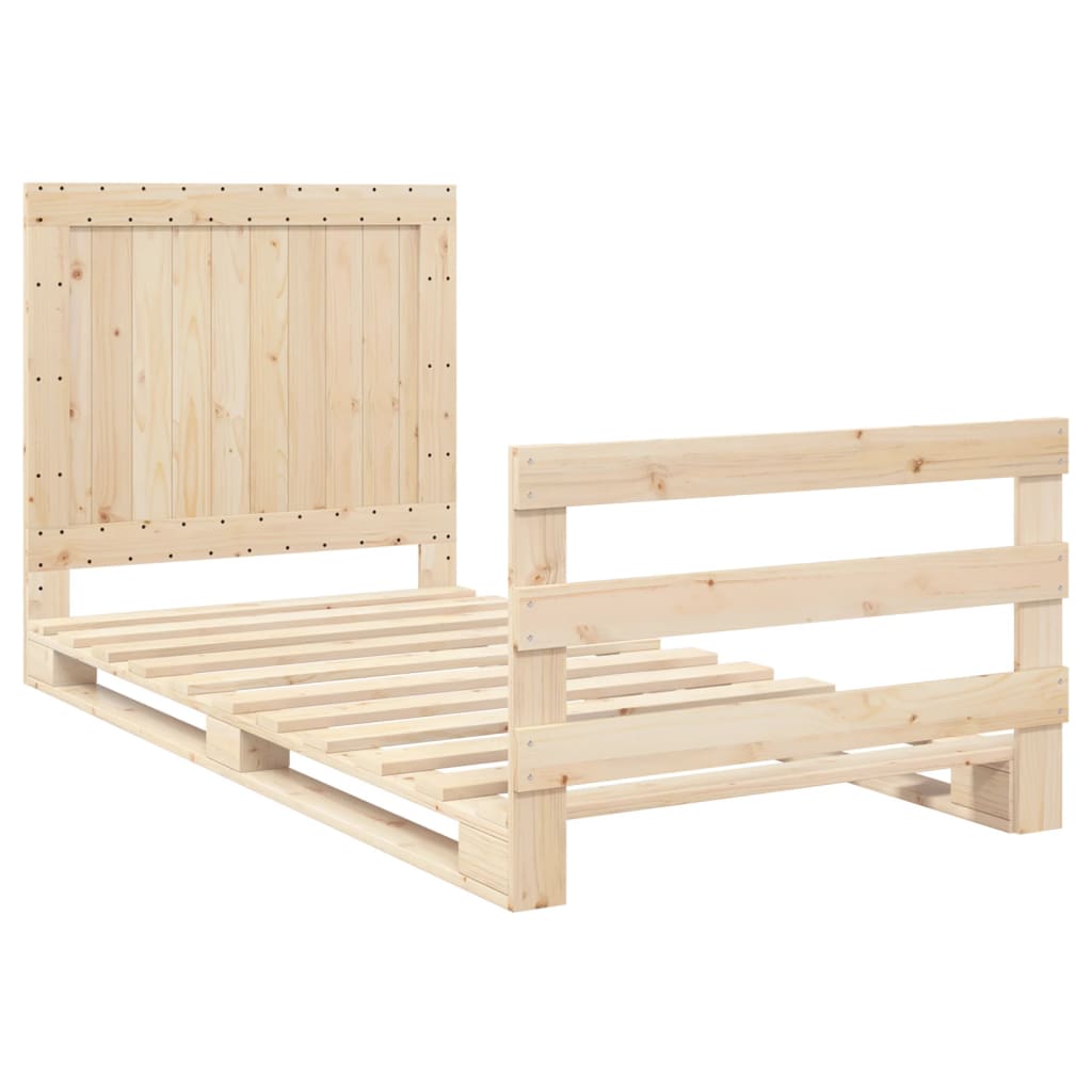 Estrutura de cama com cabeceira 100x200cm pinho maciço