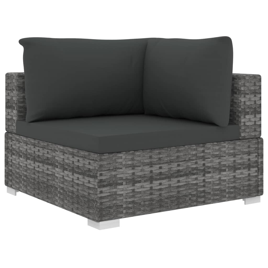 11 Pcs conjunto lounge de jardim c/ almofadões vime PE cinzento