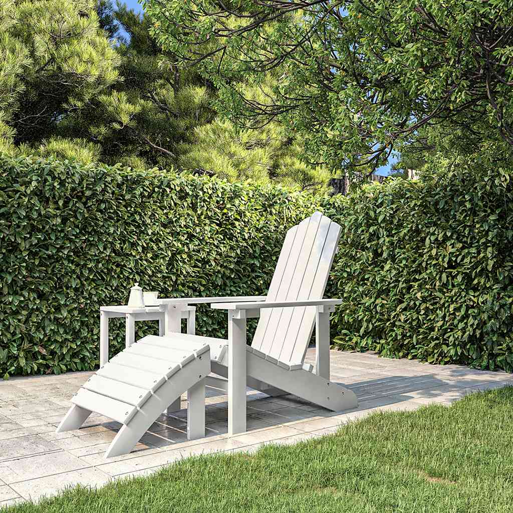 Cadeira de jardim adirondack com apoio de pés pead branco