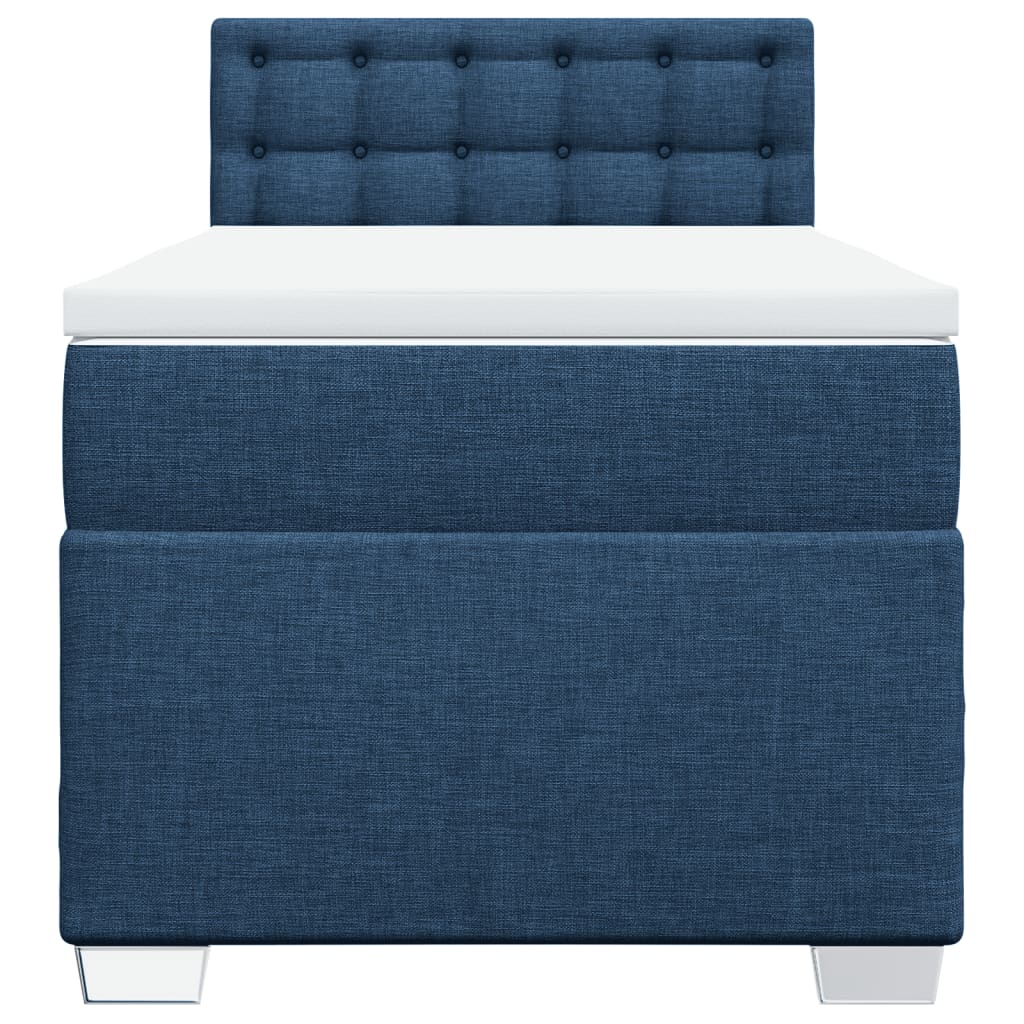 Cama com molas/colchão 90x200 cm tecido azul