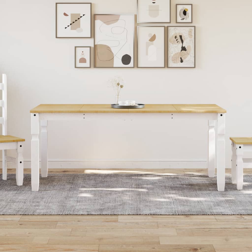 Mesa de jantar corona 180x90x75 cm madeira pinho maciça branco