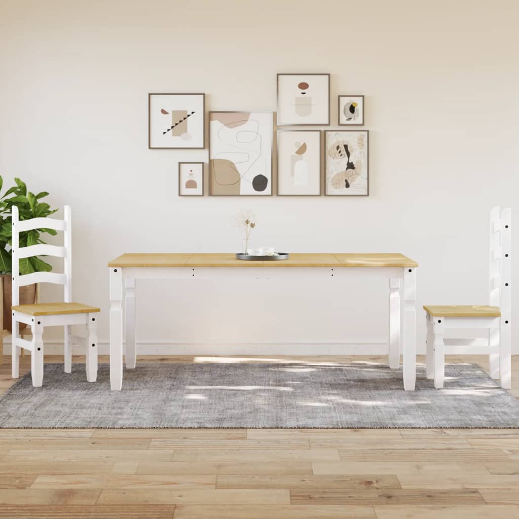 Mesa de jantar corona 180x90x75 cm madeira pinho maciça branco