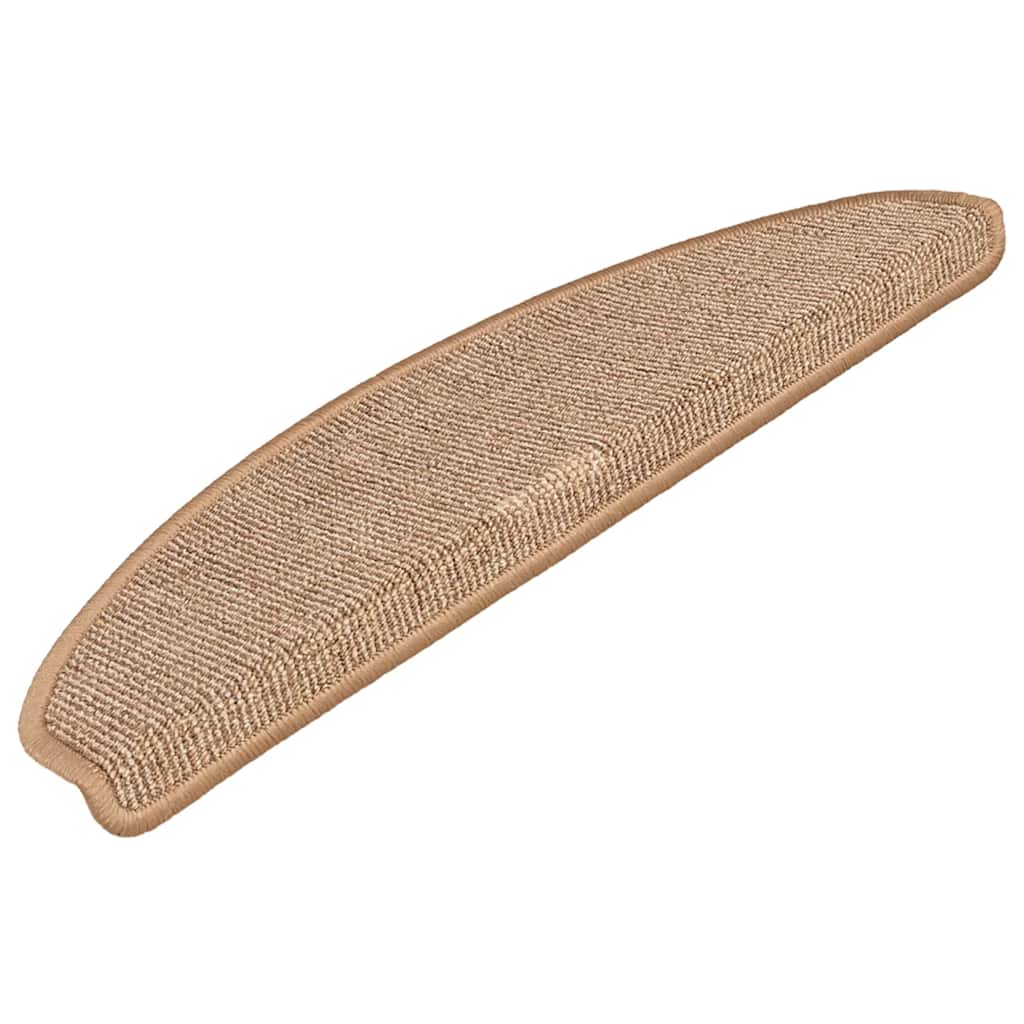 Tapetes de escada 15 peças 65x21x4 cm marrom claro semicircular grande