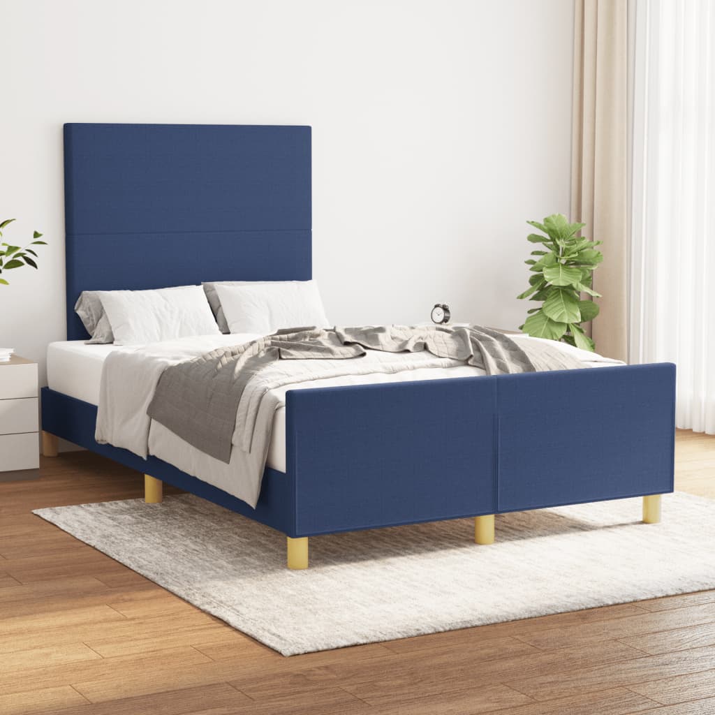 Estrutura de cama sem colchão 120x190 cm tecido azul