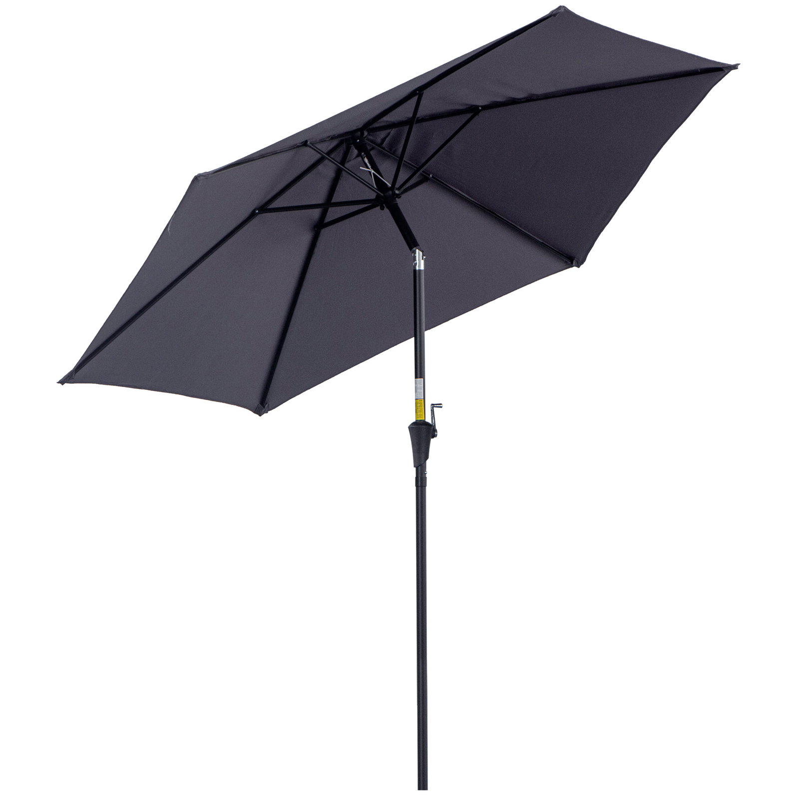 Chapéu de sol de jardim ø270x235cm chapéu de sol de alumínio reclinável com manivela e 6 hastes para terraço exterior balcão cinza