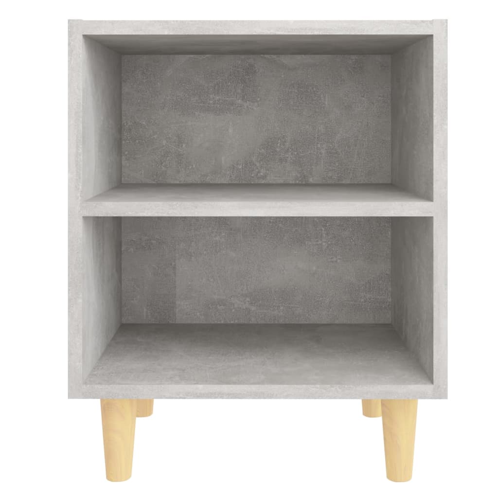 Mesas cabeceira perna mad. maciça 2pcs 40x30x50cm cinzento cim.