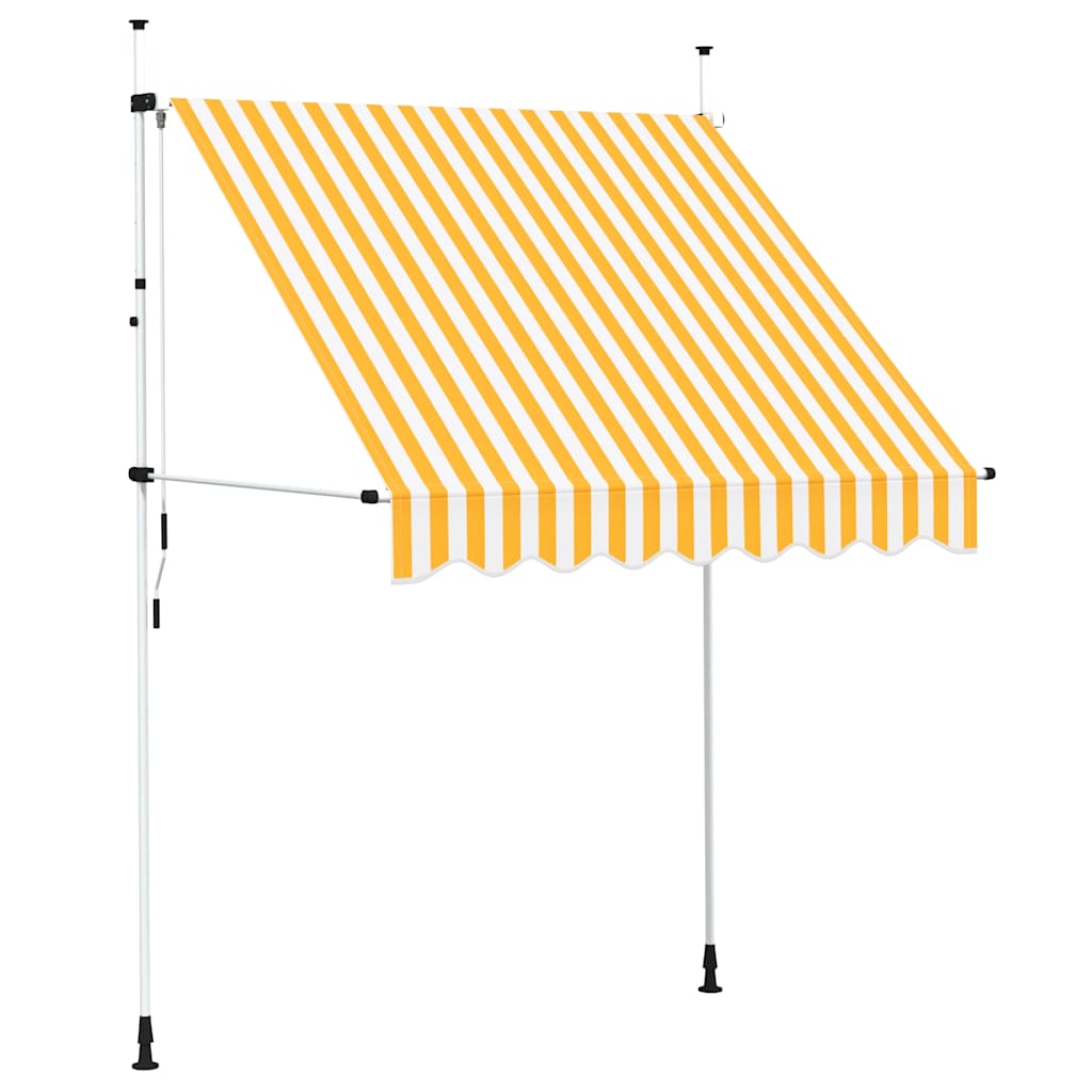 Toldo retrátil manual 200 cm riscas laranjas e brancas