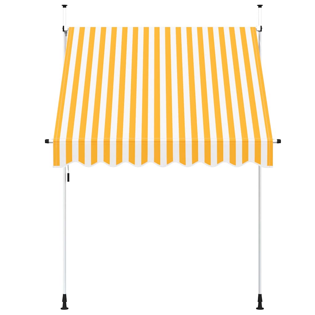 Toldo retrátil manual 200 cm riscas laranjas e brancas