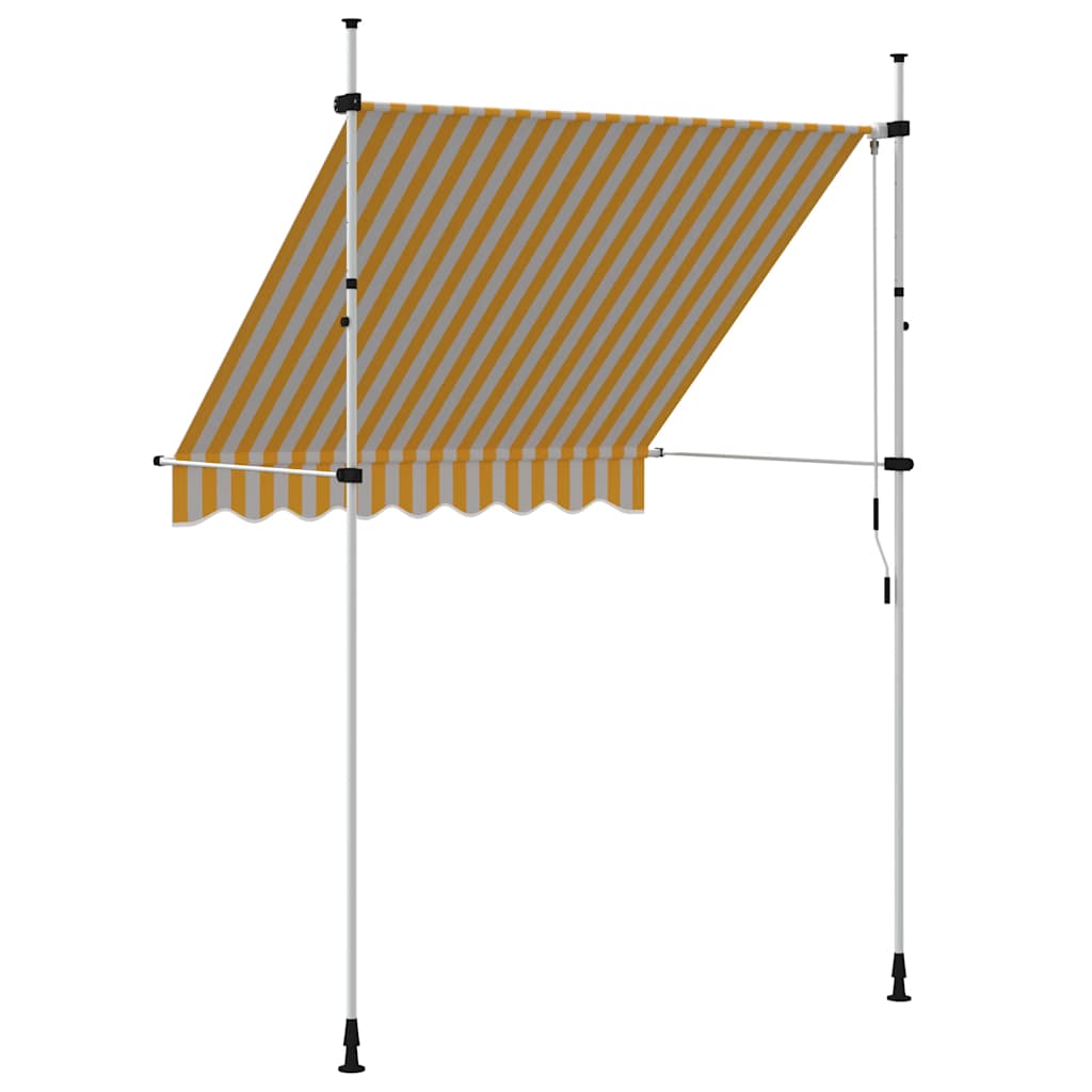 Toldo retrátil manual 200 cm riscas laranjas e brancas