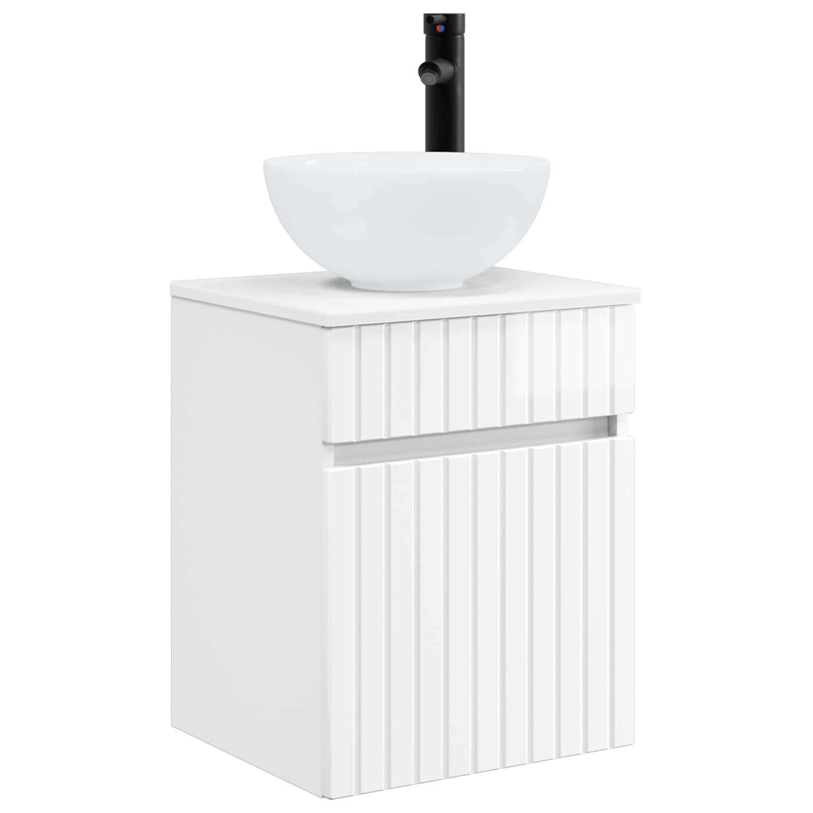 Vanidade de pia de parede branco brilhante 39 x 35 x 63 cm