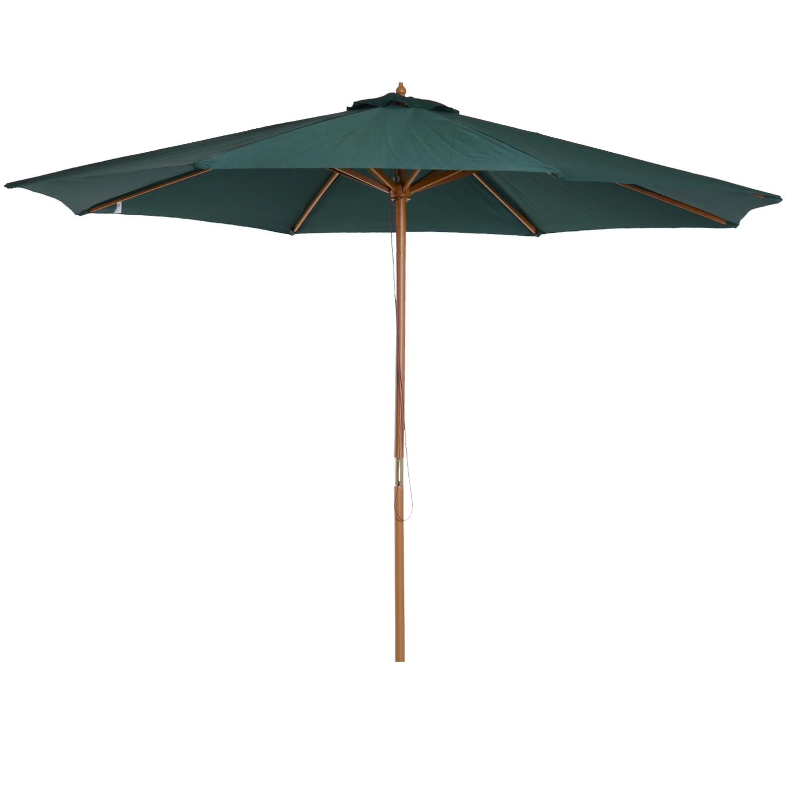 Chapéu de sol ø300x250cm chapéu de sol com mastro de madeira com 8 hastes sistema de polia com fixação verde