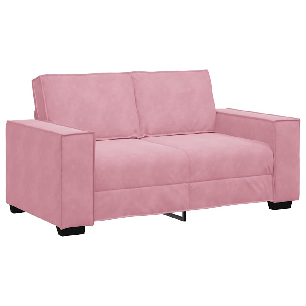 Conjunto de sofá de 2 peças com almofadas em veludo rosa